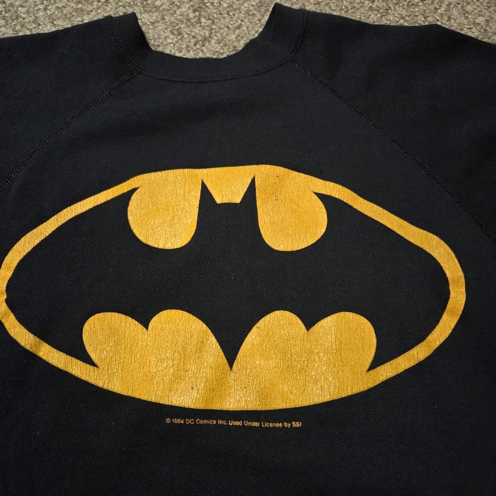 Vintage 1964 Batman DC Comics Crewneck Sweatshirt Men's Sz M/L  Black WORN‎ THIN